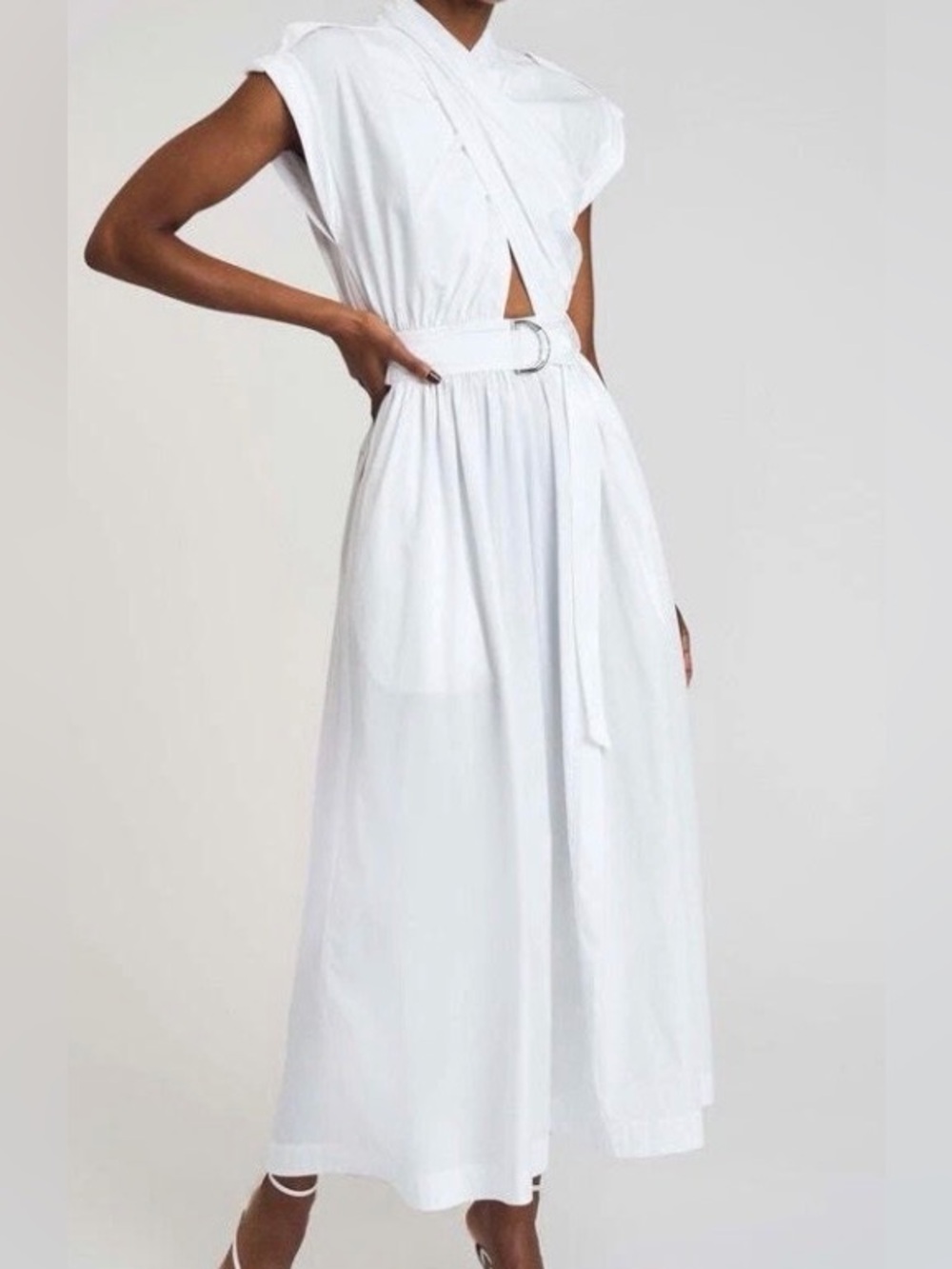 NWOT Derek Lam White Belted Maxi Dress Sz 8